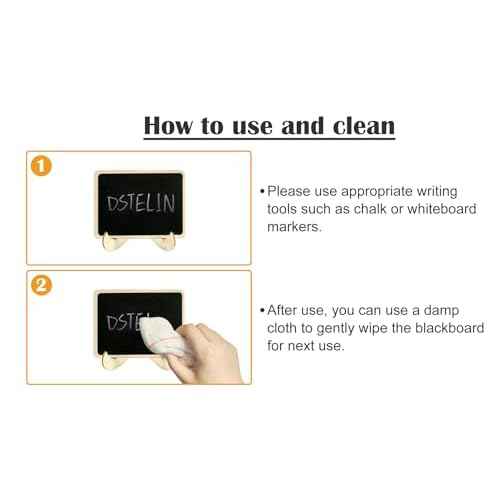 DSTELIN 20 Pack Wood Mini Chalkboards Signs with Support Easels, Place Cards, Small Rectangle Chalkboards Blackboard for Weddings, Birthday Parties, Message Board Signs and Event Decorations