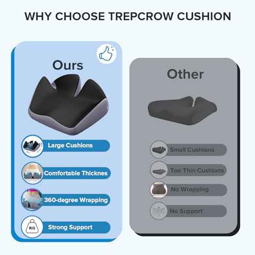 Seat Cushion for Relief Sciatica - Memory Foam Cushion for Office Chair, Hip & Coccyx Pain Relief for Long Sitting,2025 Upgraded X-Large Seat Pillow for Soft Support,for Game Chair/Wheelchair