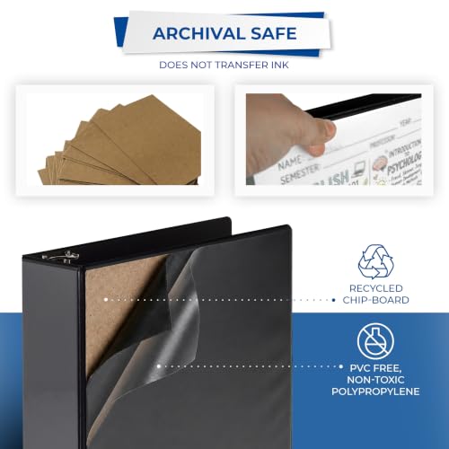 Samsill 3-Inch Black 3-Ring Binders, 550 Sheet Capacity, Clear View Cover, 4 Pack