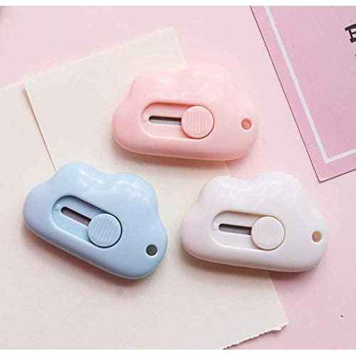 CIEOVO 3 Pcs Cloud Shaped Mini Art Utility Knives Box Cutter Retractable Letter OpenerPortable, Suitable for Cutting Envelopes