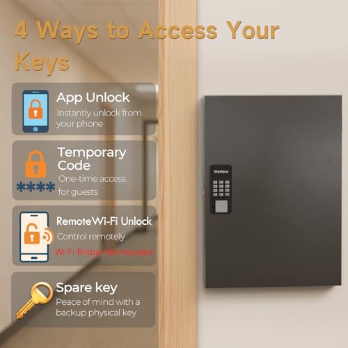72-Key Smart Key Cabinet with Keypad & App – Wall-Mount Lock Box Organizer