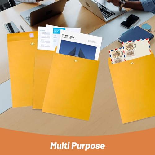 Creebe Yellow Clasp Envelopes 10x13 Pack of 20 - Manilla Mailing Envelopes with Gummed Seal