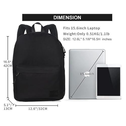 SUPACOOL 20L Black Casual Laptop Backpack for Men Women, Travel & School