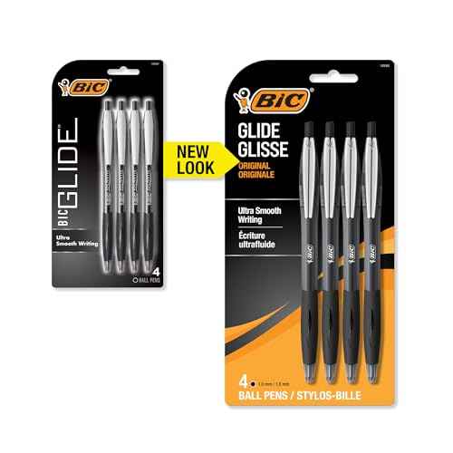 BIC Glide Black Retractable Ballpoint Pens, Medium Point (1.0mm), 4-Count Pack, Ultra Smooth Writing Black Pens