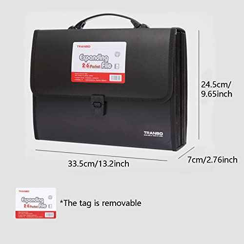 2 Pack 25 Pockets Letter Size/A4 Accordion File Organizer with Handle, TRANBO Expanding File Folder, Expandable Document Paper Organizer for Travel School Office