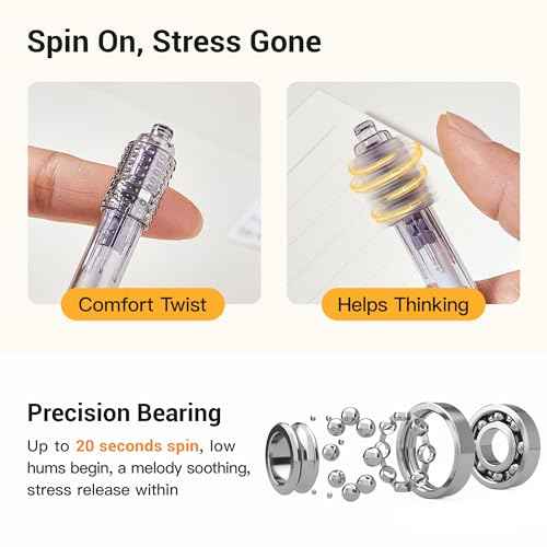 Leven Fidget Spinning Gel Pens 3 Pcs, Stress Relief 0.5mm Black Ink Pens, Quick Dry Fine Point Smooth Writing Ballpoint Pen, for Journaling Note Taking Office School Supplies Morandi