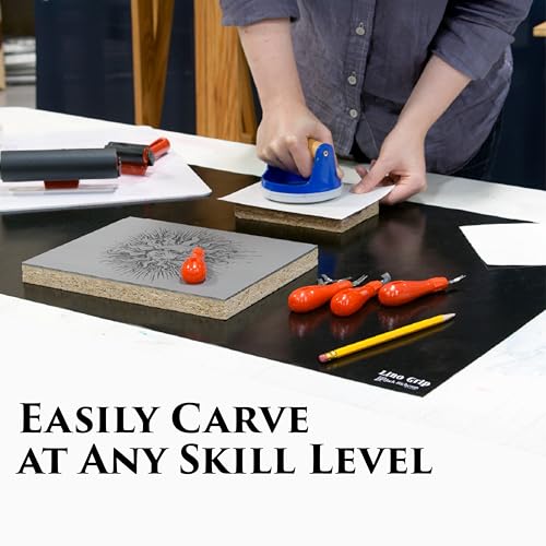 Richeson & Co. Printmaking Starter Kit - Easy to Cut Lino Set, Includes Lino Cutter, Blades, 4¡± Brayer, Lino Grip, Printmaking Paper