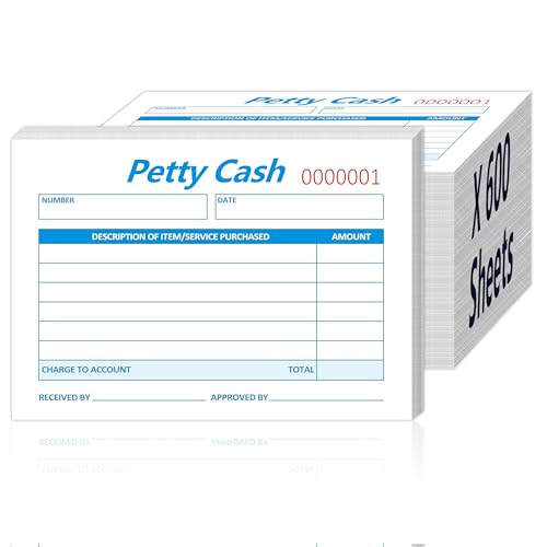 GLDTPOZK 12 Pack Petty Cash Receipt Pads 3.5 x 5 Inch 50 Sheets Each Blue/White