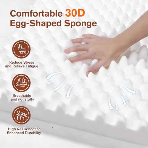 Egg Crate Foam Recliner Cushion Non-Slip Recliner Cushion with Back Support 4.3 Inch Thick Soft Seat Cushion for Elderly Reduces Muscle Fatigue