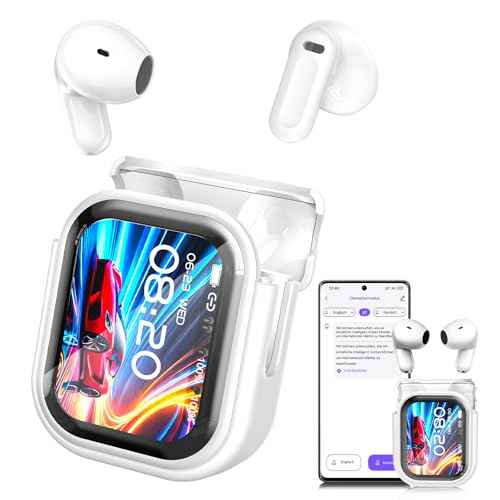 NE20 AI Translation Earbuds Real Time, 4-in-1 Translator Headphones with LCD Touch Screen for 135 Languages, Audifonos Traductores Ingl?s Espa?ol, Translator Earbuds for Travel Business