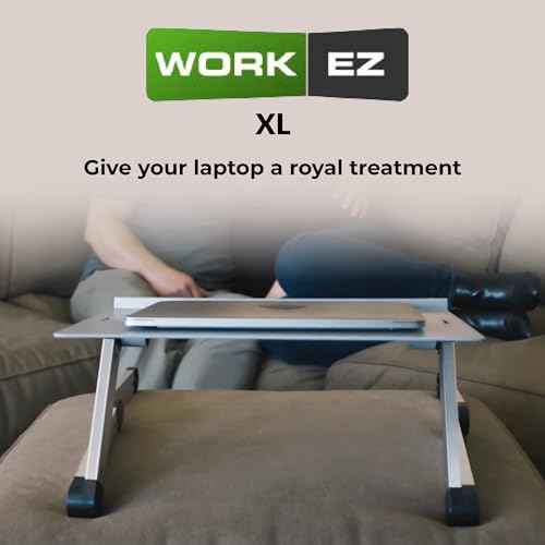 Uncaged Ergonomics WorkEZ Adjustable Laptop Stand for Desk, Laptop Stand Adjustable Height, Foldable Aluminum Cooling Computer Holder & Riser for Desk Bed, White, XL