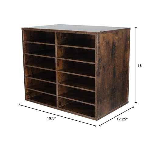 EasyPAG Mail Organizer Countertop, Wood Literature Organizer, Student Classroom Mailbox for School, Desktop Paper Sorter for Office Home, 12 Compartments, Archaize