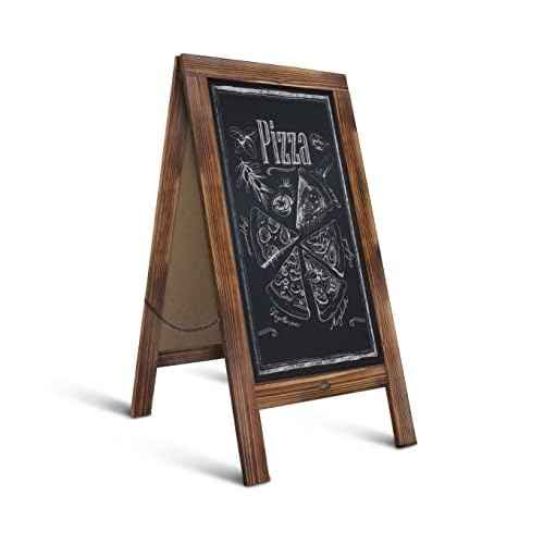 HBCY Creations A Frame Chalkboard 40x20 Solid Wood A-Frame Sign Rustic Brown Double-Sided Magnetic Board, Chalkboard Menu Board, for Restaurants, Caf?s, Weddings - Heavy Duty Hinges