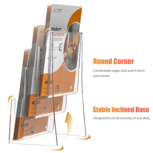 FUCDTEFC 3-Tier Acrylic Brochure Holder 8.5x11 Wall & Counter Display