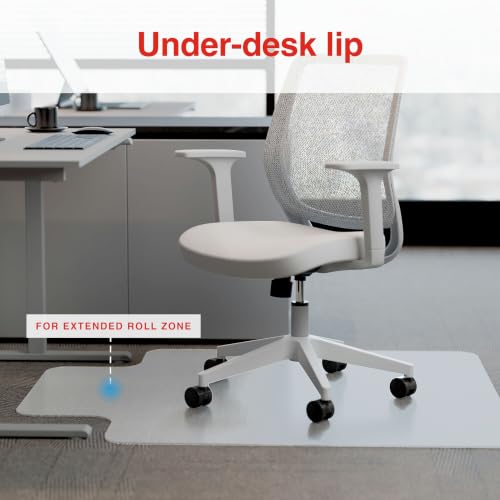 Staples Clear Office Chair Mat with Lip for Flat-Pile Carpet 45 x 53 inches - GREENGUARD Gold Certified