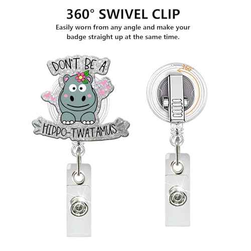 6 Pcs Funny Acrylic Badge Holder - Waterproof Retractable with Alligator Clip Lightweight, Badge Reel for Key Keychain, Ideal for Coworkers Teachers Students Doctors, Ideal Gift