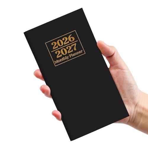 Pocket Calendar 2026-2027 for Purse, Two Year Monthly Planner Pocket Size, Jan 2026 to Dec 2027 Monthly Planner Small Size (6.5" x 3.5") - Black