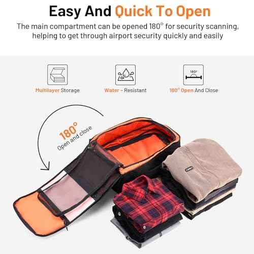 Travel Backpack for Long Travel with 30-40L Expandable Large Capacity Laptop Backpack Water-resistant Black 600D Polyester