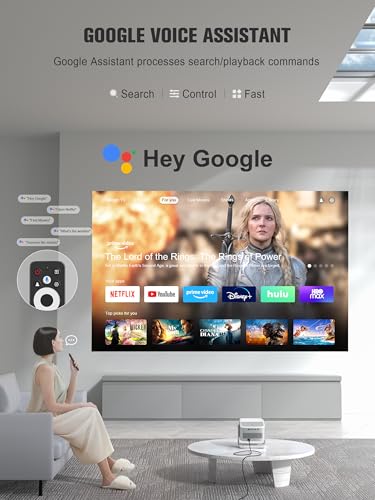 VOPLLS White Google TV 4K Smart Projector with WiFi Bluetooth Portable Home Cinema
