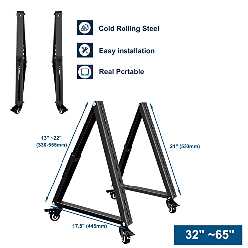 Low Height Mobile TV Stand, Monitor Floor Stand Cart, Rolling TV Mount with Wheel for 32-65 inch Flat Curved Screen TV, LED LCD, 30¡Æ Adjustable Viewing Angle (New Version)