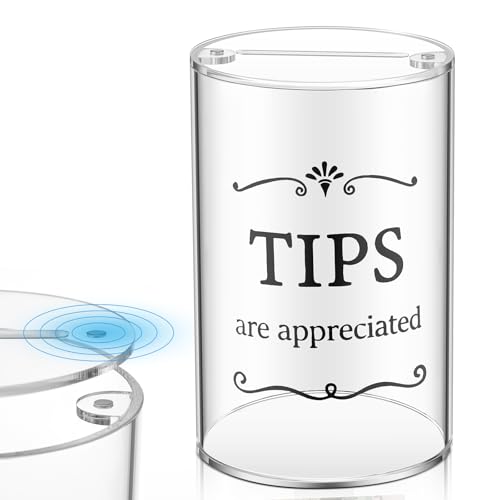 Vesici Compact Acrylic Tip Jar 3.9" Diameter x 5.9" Height with Magnetic Lid