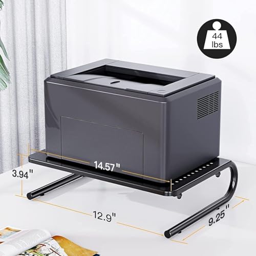 HUANUO Black Monitor Riser Stand with Ventilated Steel Shelf, Ergonomic Desk Accessory
