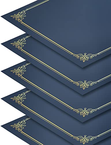 Blue 25-Pack Certificate Holders with Gold Foil Border, 8.5 x 11 inch, GNL