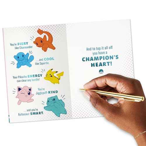 Hallmark Pok?mon Birthday Card for Kid (A Champion's Heart) Charmander, Squirtle, Pikachu
