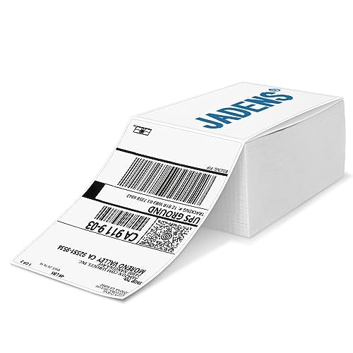 JADENS 4x6 Thermal Shipping Labels - Waterproof, Oil-Proof, 500pcs White Roll for Thermal Printers