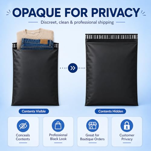 Fuxury Black Poly Mailers 14.5x19 Inches - Pack of 100 Shipping Bags for Clothing