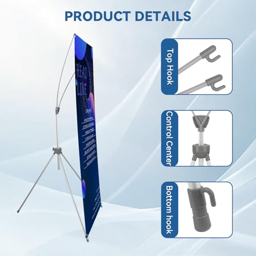 2PACK Adjustable X Banner Stand for Display Banner Holder Stand Adjustable Size 23"X63" to 32"X78" with Carrying Bag for Trade Shows Promotions Events,