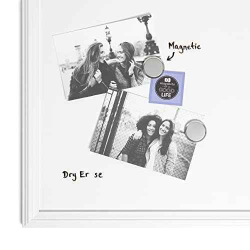 U Brands Farmhouse Dry Erase Board White Board with White Frame, Office Supplies, Includes Magnets, 20¡± x 30¡±