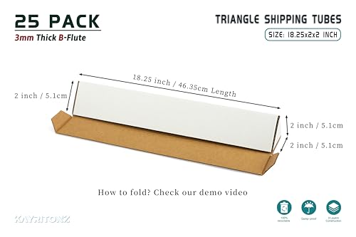 25-Pack Triangle Mailing Tubes 18.25x2x2 Inch Cardboard Shipping Tubes