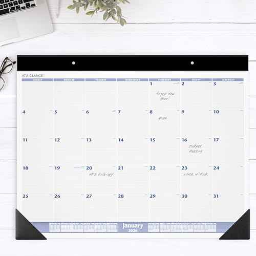AT-A-GLANCE 2026 Desk Calendar, Monthly, Desk Pad, 24" x 19", Jumbo, Blue/Gray (SW2300026)