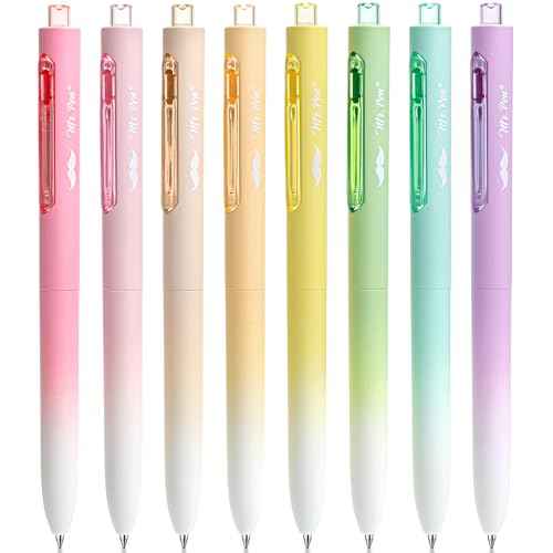 Mr. Pen Retractable Gel Pens, 8 Pack, Black Ink, Pastel Barrel, Fine Point 0.5mm, Retractable Pens, Cute Pens for Journaling