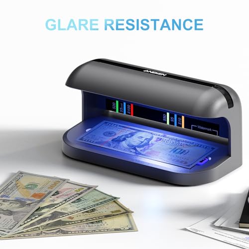 Aneken AL-17 Counterfeit Bill Detector with UV LED Light, Advanced UV Counterfeit Money Detector with Card & ID Detection, Suitable for All Currencies in The World