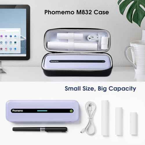 Phomemo Carrying Case, Compatible with TATTMUSE A285M/M832/M834/M835/M832D Portable Printers - Wireless Mobile Travel Storage for Printer, Paper & USB Cable - Box Only