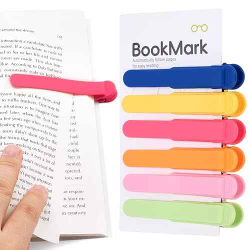 6 PCS Automatic Bookmark, Smart Bookmarks for Women Men Book Accessories Silicone Book Mark Bible Book Markers Book Marks for Reading Book Lovers Gifts Bookish Gifts Birthday Party Favors for Kids, C