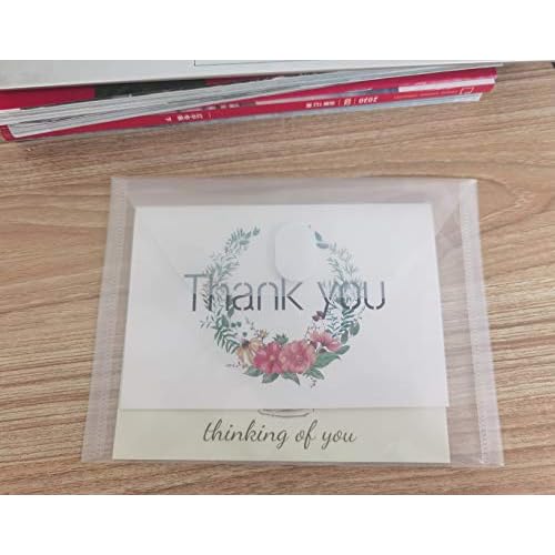 5x7 Small Plastic Envelopes Hook Loop Closure Receipt Storage Holder 120 Pack (clear-120 pack)