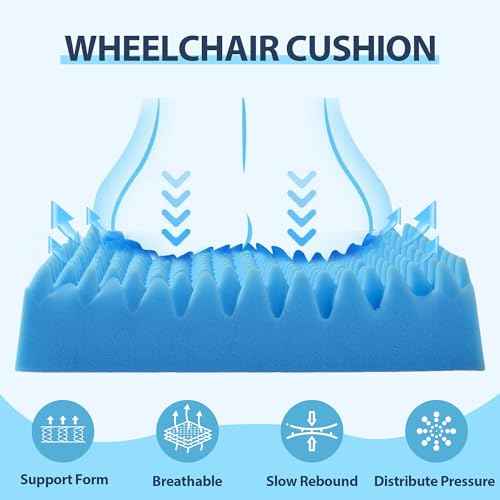2PCS Egg Crate Chair Foam Cushion Seat Cushion Wheelchair Cushions Recliner Cushion Support Chair Cushion for Office Car Sciatica Pain Relief Pad