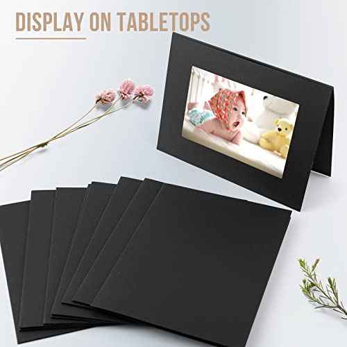 Golden State Art, Pack of 100, 4x6 Photo Folders, Cardboard Picture Frame, Paper Frame Cards, Greetings/Invitation Special Events: Graduation, Christmas, Wedding (Black)