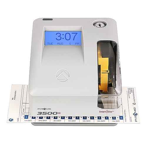 Pyramid Time Systems - Employment Time Clock & Document Stamp [3500ss] with Smart site Alignment, Kit Includes: Punch Time Clock, 25 Time Cards, 1 Ribbon & 2 Security Keys, 3500 Replacement
