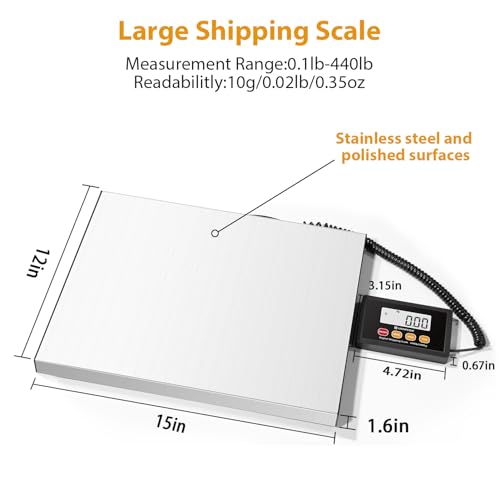 UNIWEIGH Stainless Steel Digital Postal Scale 440lb/200kg High Accuracy Shipping