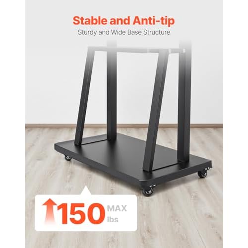 VEVOR Rolling TV Stand, Mobile TV Cart for 32-75 Inch Screens, Height Adjustable Portable Monitor Stand with Tray, Holds up to 150 lbs for Living Room, Bedroom, Office, Outdoor Max VESA 600 x 400 mm
