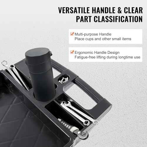 VEVOR Utility Service Cart, 2 Shelf 550LBS Heavy Duty Plastic Rolling Utility Cart, Medium Lipped Shelf, 360¡Æ Swivel Wheels, Ergonomic Storage Handle for Warehouse Garage, Black