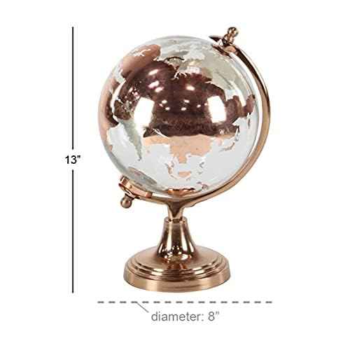 Deco 79 Aluminum Globe with Tiered Base, 9" x 8" x 13", Copper