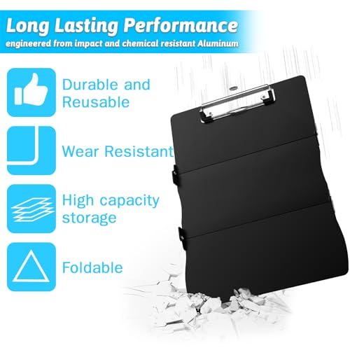 Trustnice Black Foldable Nursing Clipboard with Medical Cheat Sheets - Pocket Size, 3-Layers for Nurses & Doctors