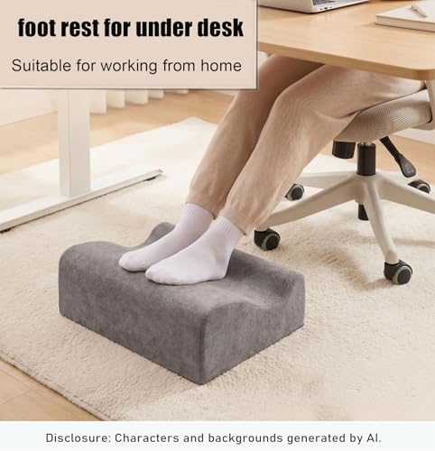 COMFelicify Dark Gray Under-Desk Memory Foam Foot Rest for Heel Support and Leg Comfort