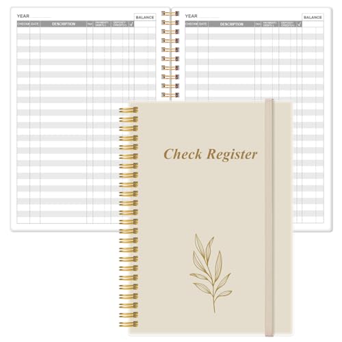 A5 Check Register Notepad Beige, 3480 Entries Personal & Small Business Ledger