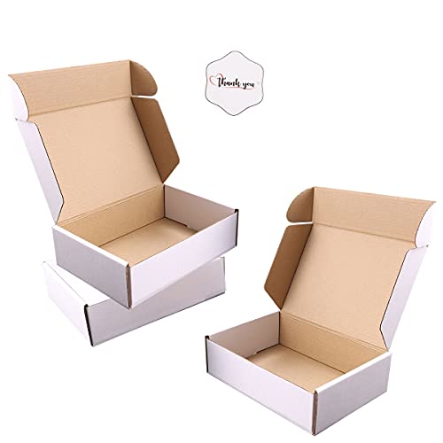 JIUZHOUXIN White Corrugated Cardboard Shipping Boxes 12x9x4in 10 Pack